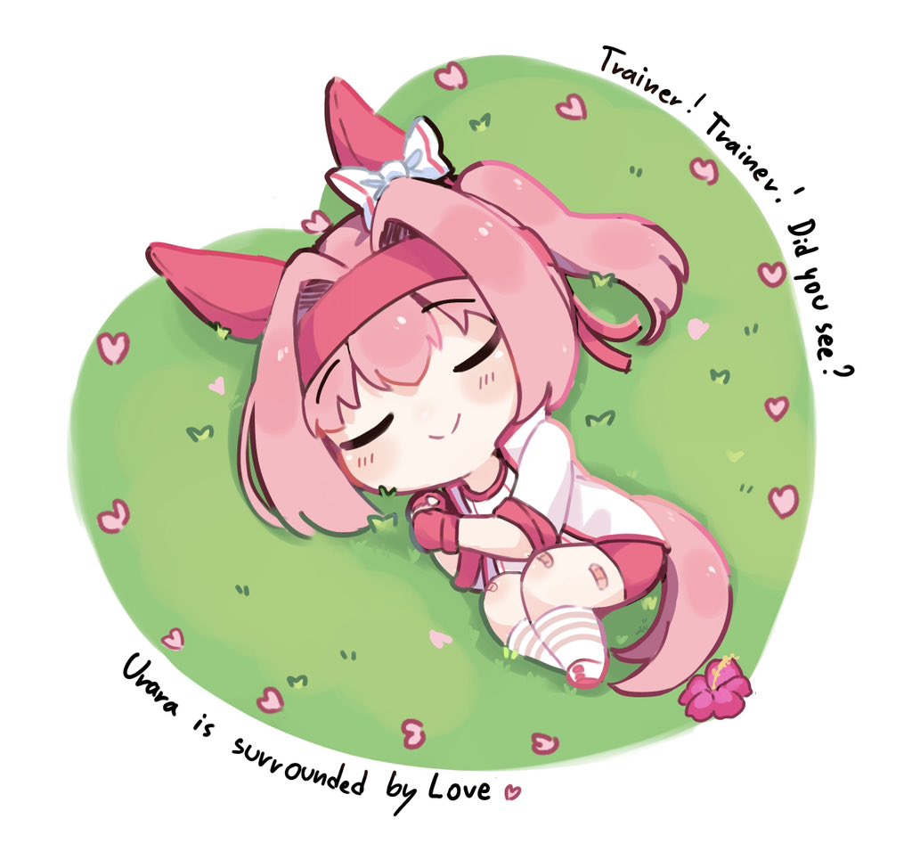 1girl, animal_ears, bandaid, bandaid_on_leg, blush_stickers, bow, buruma, check_flower