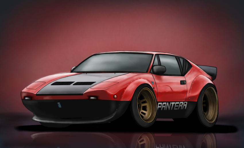 car, commentary_request, de_tomaso_pantera, gradient_background, highres, motor_vehicle, no_humans, original