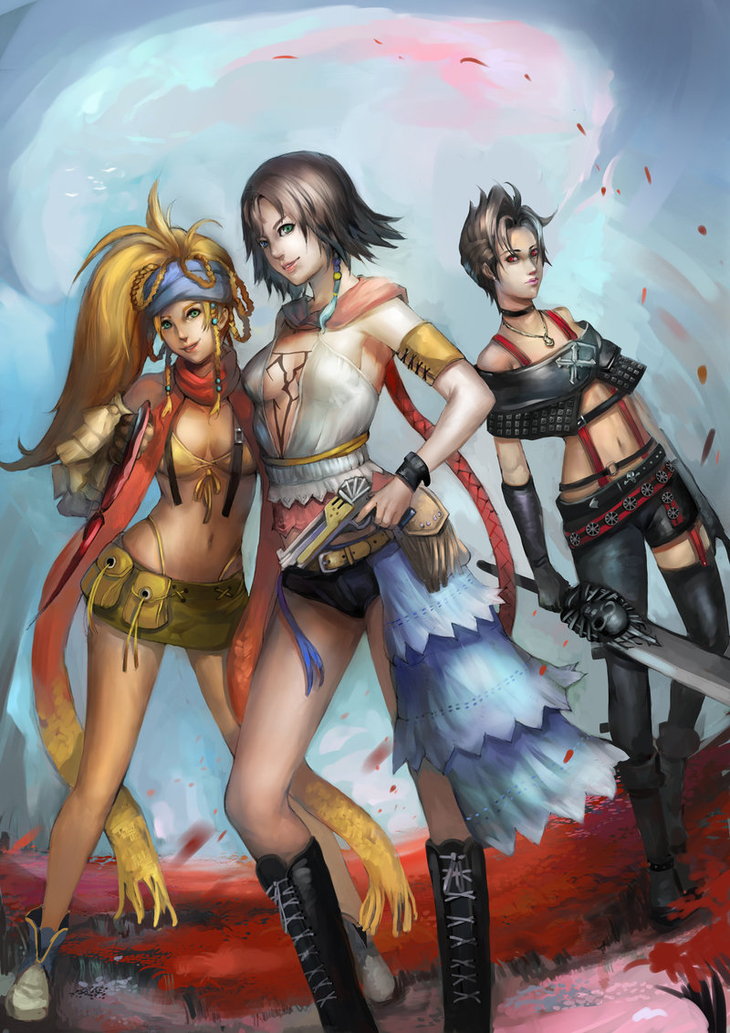 belt, bikini, bikini_top, blade, blonde_hair, boots, bracelet, cape