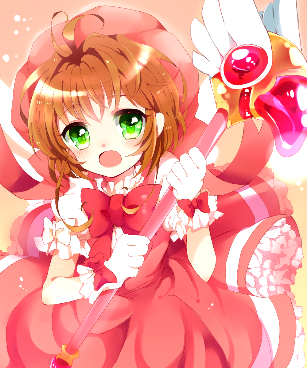 asprach, blush, bow, brown_hair, card_captor_sakura, cardcaptor_sakura, child, dress