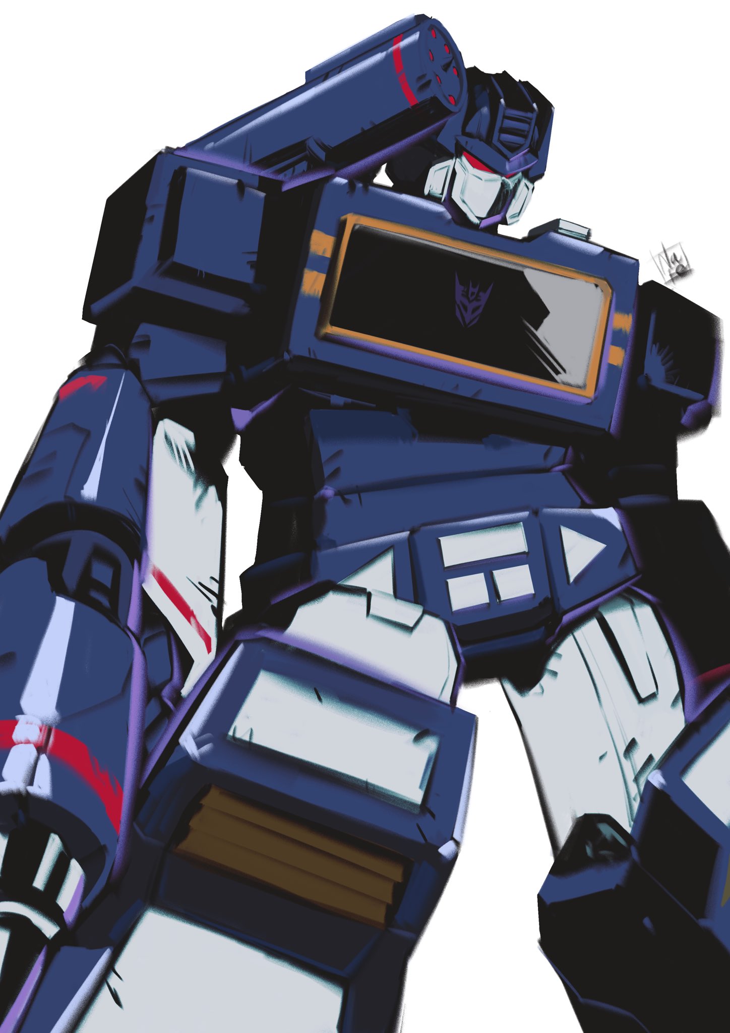 assault_visor, cybertron, decepticon, gun, highres, humanoid_robot, insignia, mecha