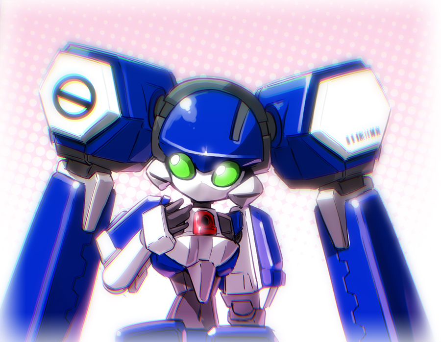 1girl, blazermate, green_eyes, humanoid_robot, joints, mechanical_hair, medarot, no_mouth
