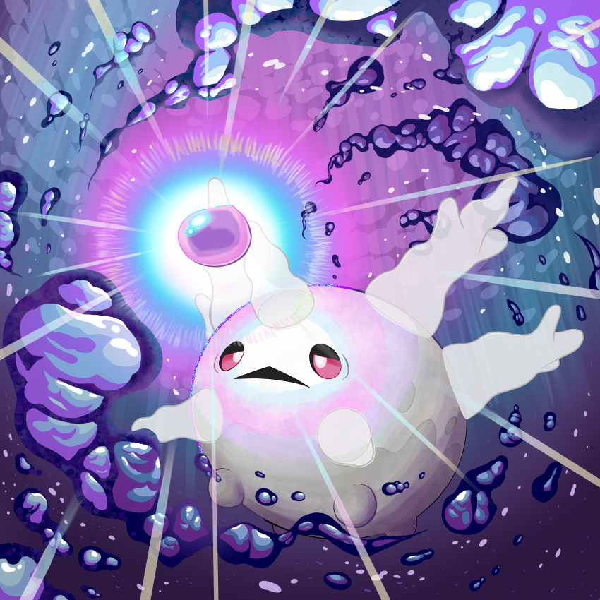 absurdres, air_bubble, bubble, colored_sclera, commentary_request, eviolite, full_body, galarian_corsola