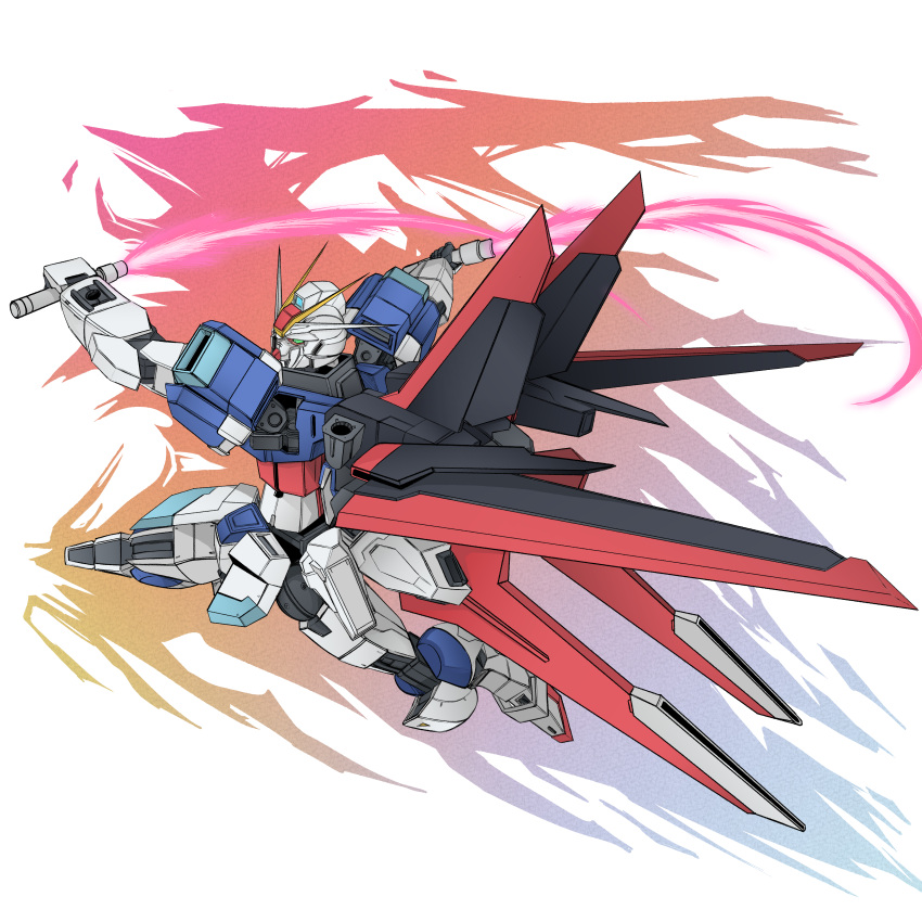 absurdres, artificial_eye, core_fighter, core_splendor, dual_wielding, energy_beam, energy_blade, energy_sword