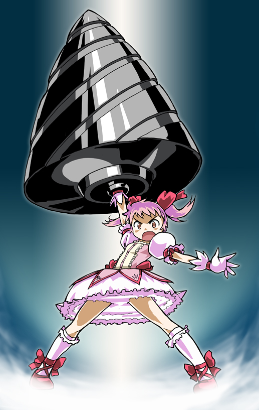 giga_drill_break, giga_drill_breaker, gloves, kaname_madoka, magical_girl, mahou_shoujo_madoka_magica, parody, pink_hair