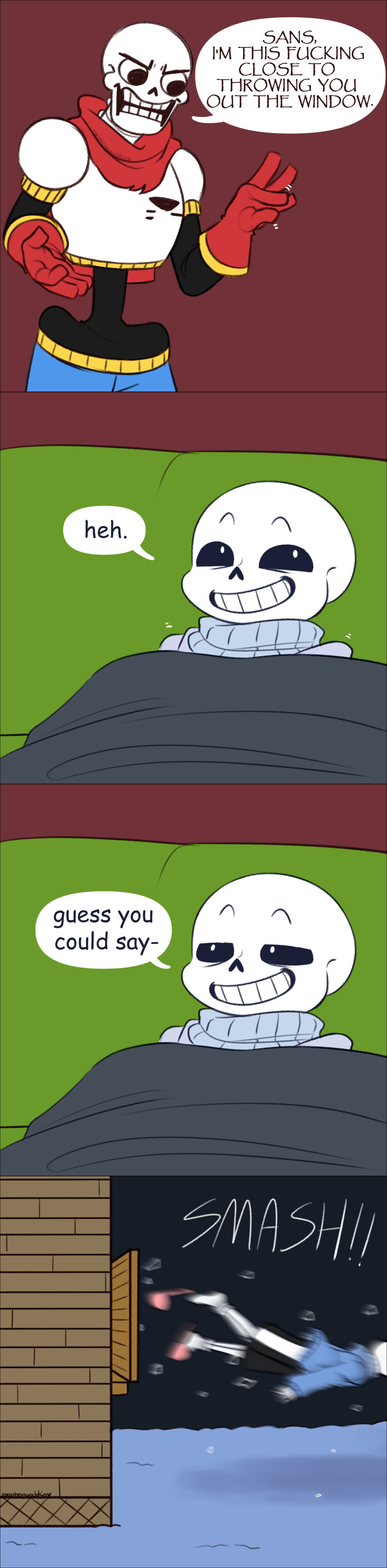 2021, 2boys, 2d, 4koma, armor, black_shorts, blanket, blue_jacket