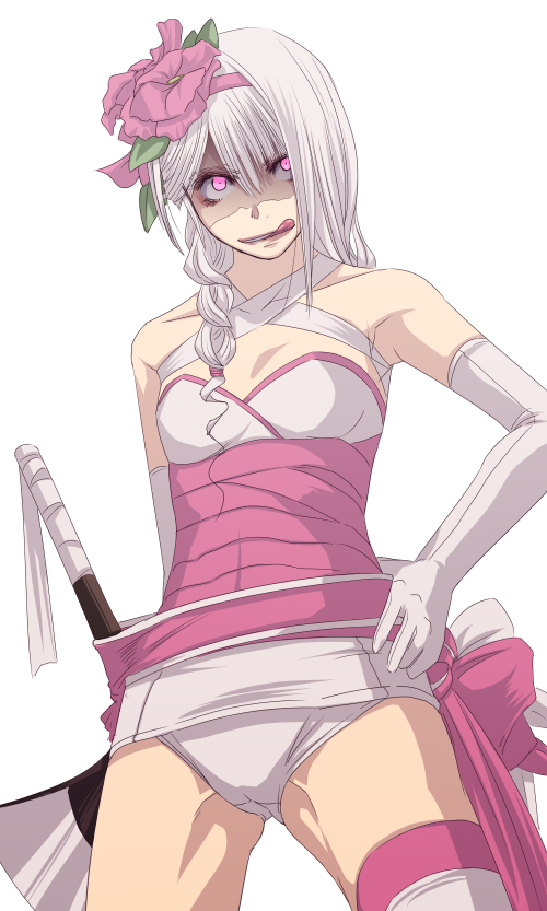 alternate_color, assassin, assassin_(ragnarok_online), axe, bags_under_eyes, blonde_hair, flat_chest, licking_lips