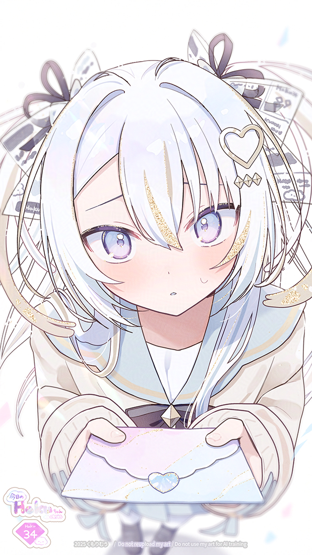 1girl, black_bow, black_ribbon, blonde_hair, blue_sailor_collar, blush, bow, cardigan