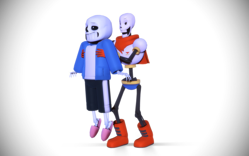 2017, 2boys, 3d, armor, black_shorts, blue_jacket, blue_shorts, boots, brothers, cape, derivative_work, digital_media, duo, gloves, grey_hood, height_difference, highres, hood, hood_down, hooded_jacket, humanoid, jacket, kanademori, male, male_focus, male_only, mikumikudance_(medium), monster, monster_boy, multiple_boys, open_clothes, open_jacket, papyrus_(undertale), pink_slippers, red_boots, red_cape, red_gloves, sans_(undertale), shirt, shorts, siblings, single_vertical_stripe, skeleton, slippers, socks, striped_shorts, teeth, undead, undertale, utdr_(toby_fox), vertical-striped_clothes, vertical-striped_shorts, white_armor, white_shirt, white_socks, white_stripes