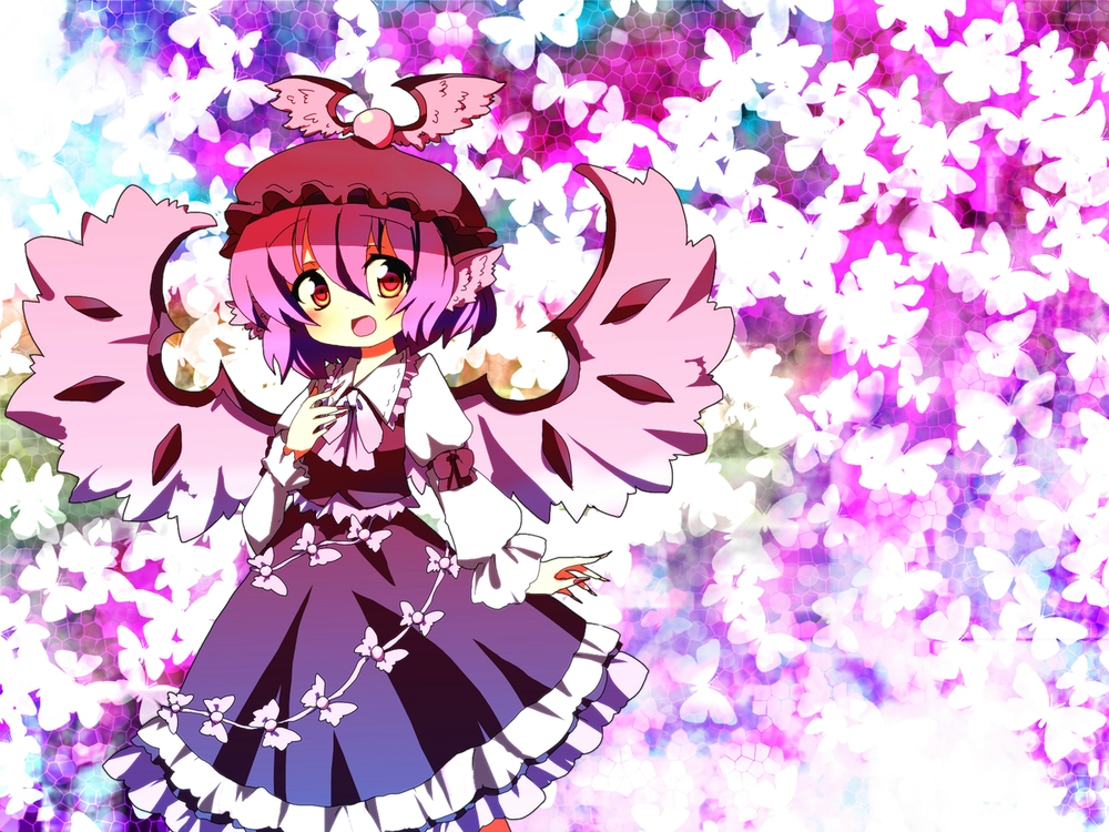 bad_id, colored, gradient, kurageu, mystia_lorelei, pink_hair, solo, touhou, wings, zokuzoku_ahuredasu4