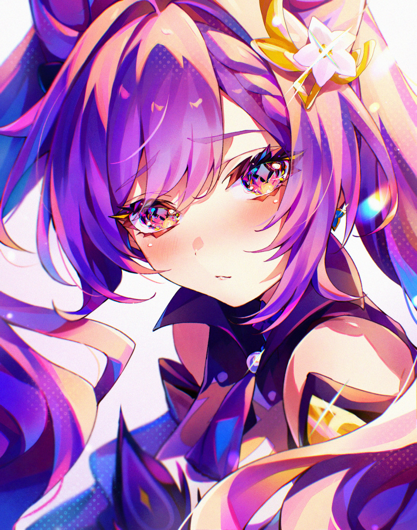 1girl, blush, chiyuyu_18, closed_mouth, flower, genshin_impact, hair_flower, hair_intakes