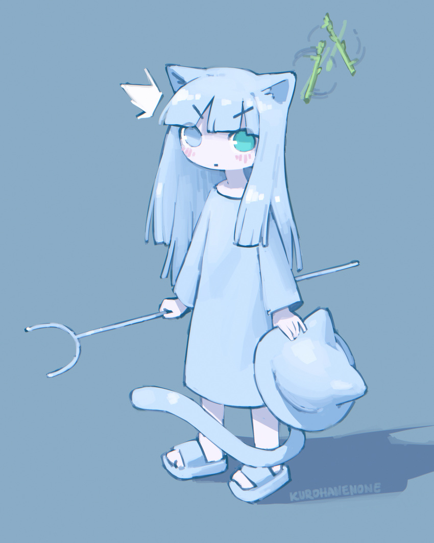 1girl, absurdres, animal_ears, animal_ears_helmet, animal_helmet, artist_name, asparagus, blue_eyes