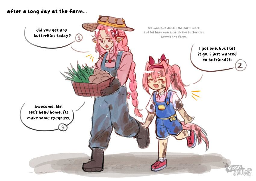 1boy, 1girl, :d, absurdres, animal_ears, ankle_socks, artist_name, basket