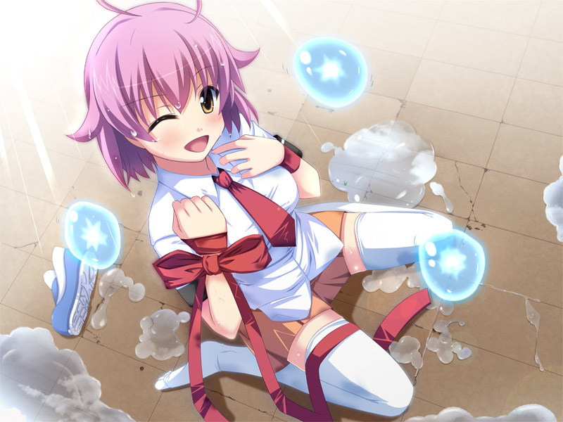 aino_heart, arcana_heart, blush, bow, bubble, feet, heart_ahoge, kazumasa