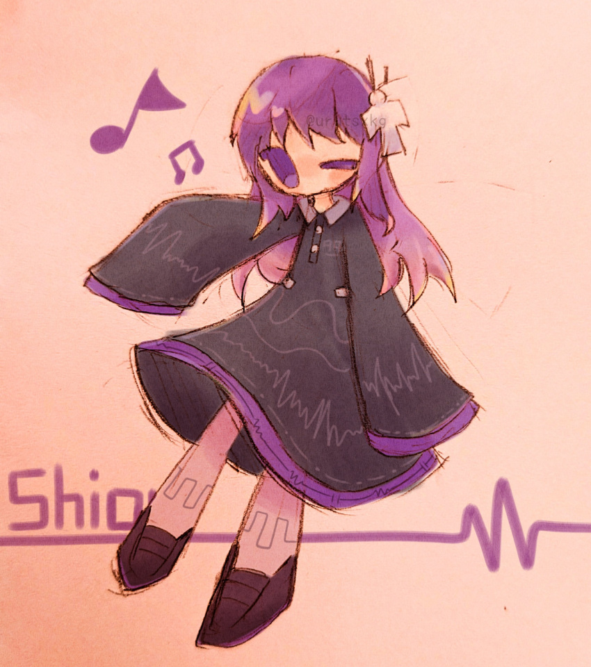 1girl, absurdres, black_dress, dress, full_body, highres, long_hair, long_sleeves