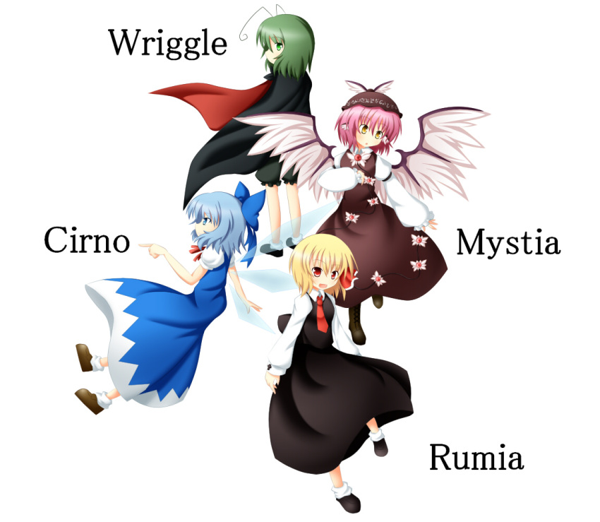 animal_ears, antennae, blonde_hair, blue_eyes, blue_hair, bow, cape, cirno