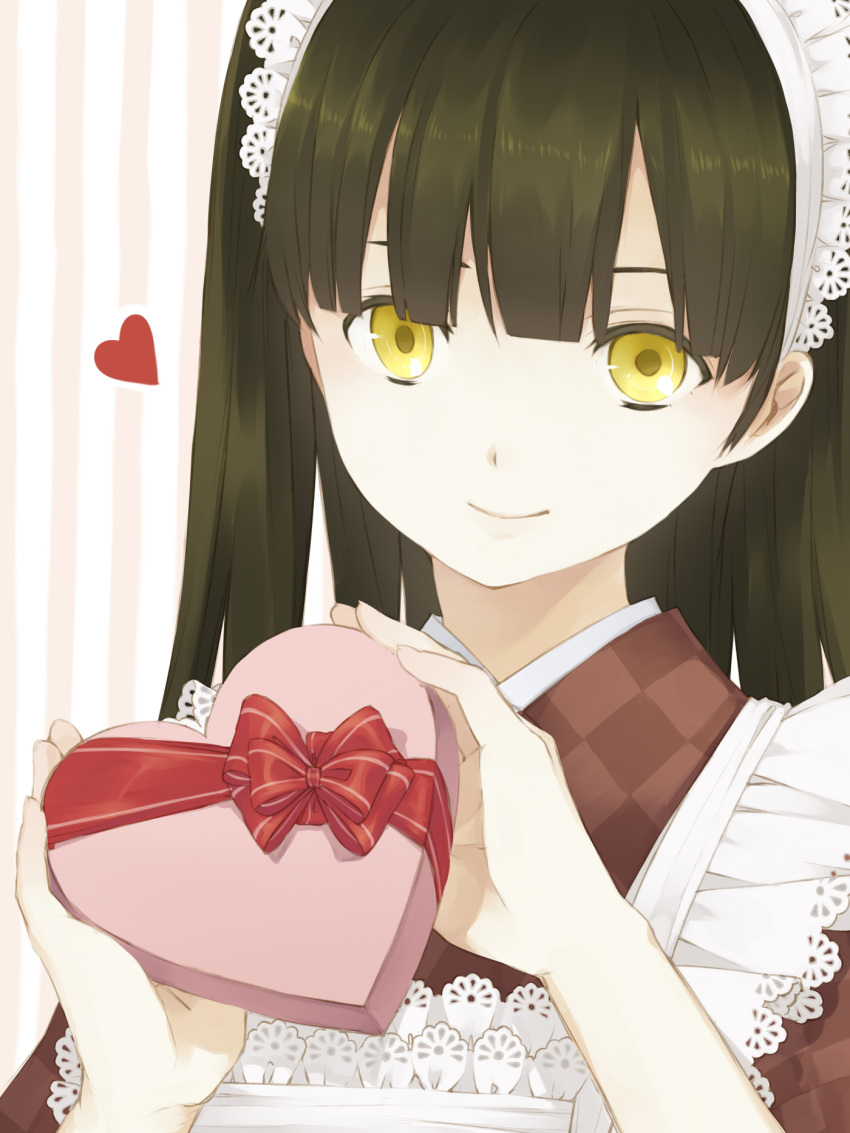 brown_hair, chito04, highres, long_hair, maid, maid_headdress, original, smile