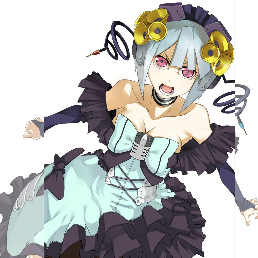 dress, frills, highres, microphone, original, samuraig, solo