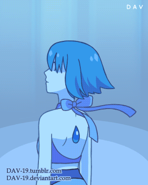1girl, animated, animated_gif, blue_hair, blue_skin, bow, closed_mouth, colored_skin