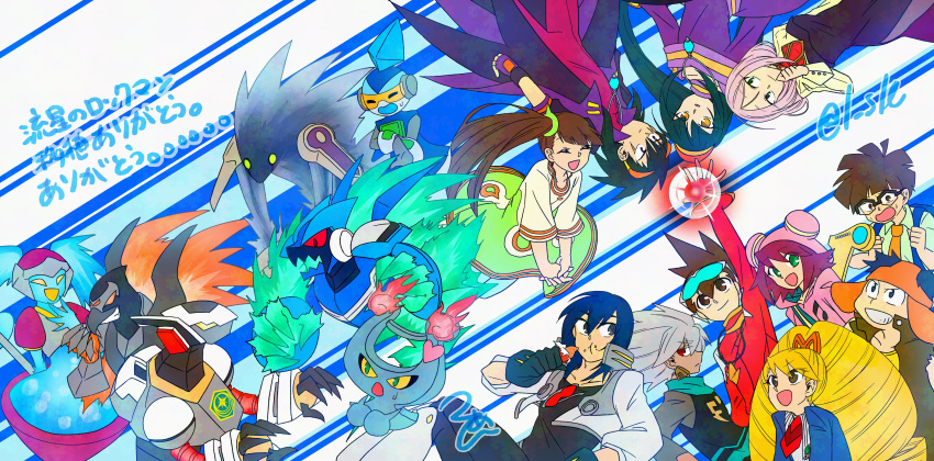 5girls, 6+boys, :d, :o, a.c._eos_(mega_man), absurdres, acid_(mega_man), alien