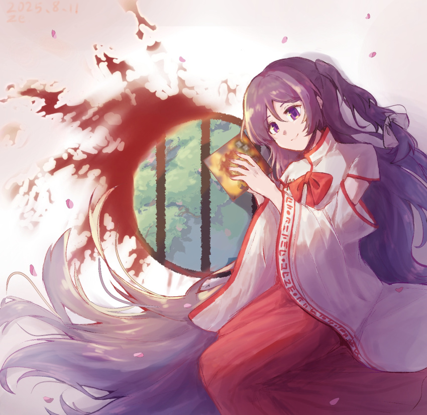 1girl, absurdly_long_hair, bow, bowtie, commentary_request, detached_sleeves, dolls_in_pseudo_paradise, fire