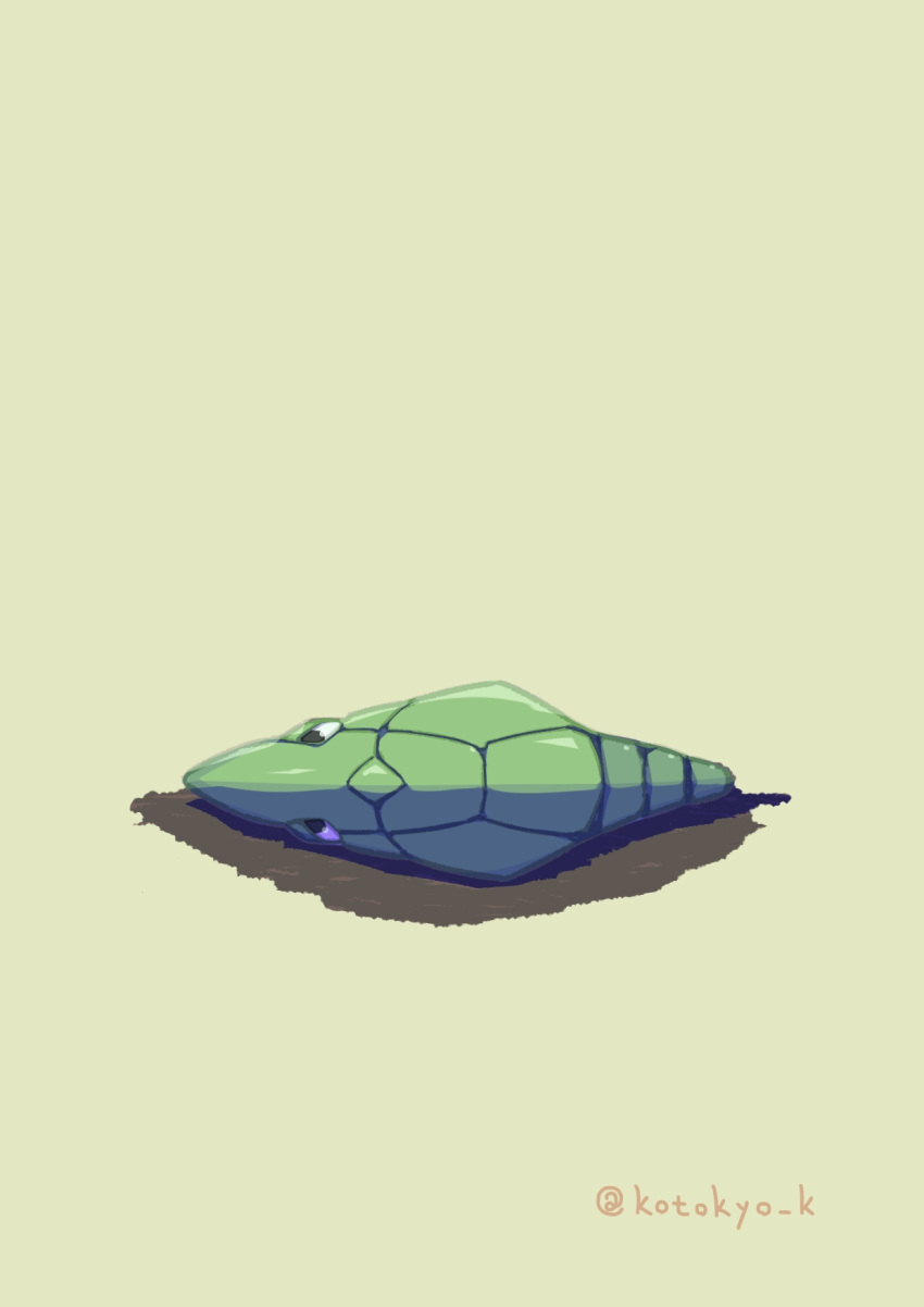 artist_name, highres, kotokiyou, looking_at_viewer, lying, metapod, no_humans, on_side