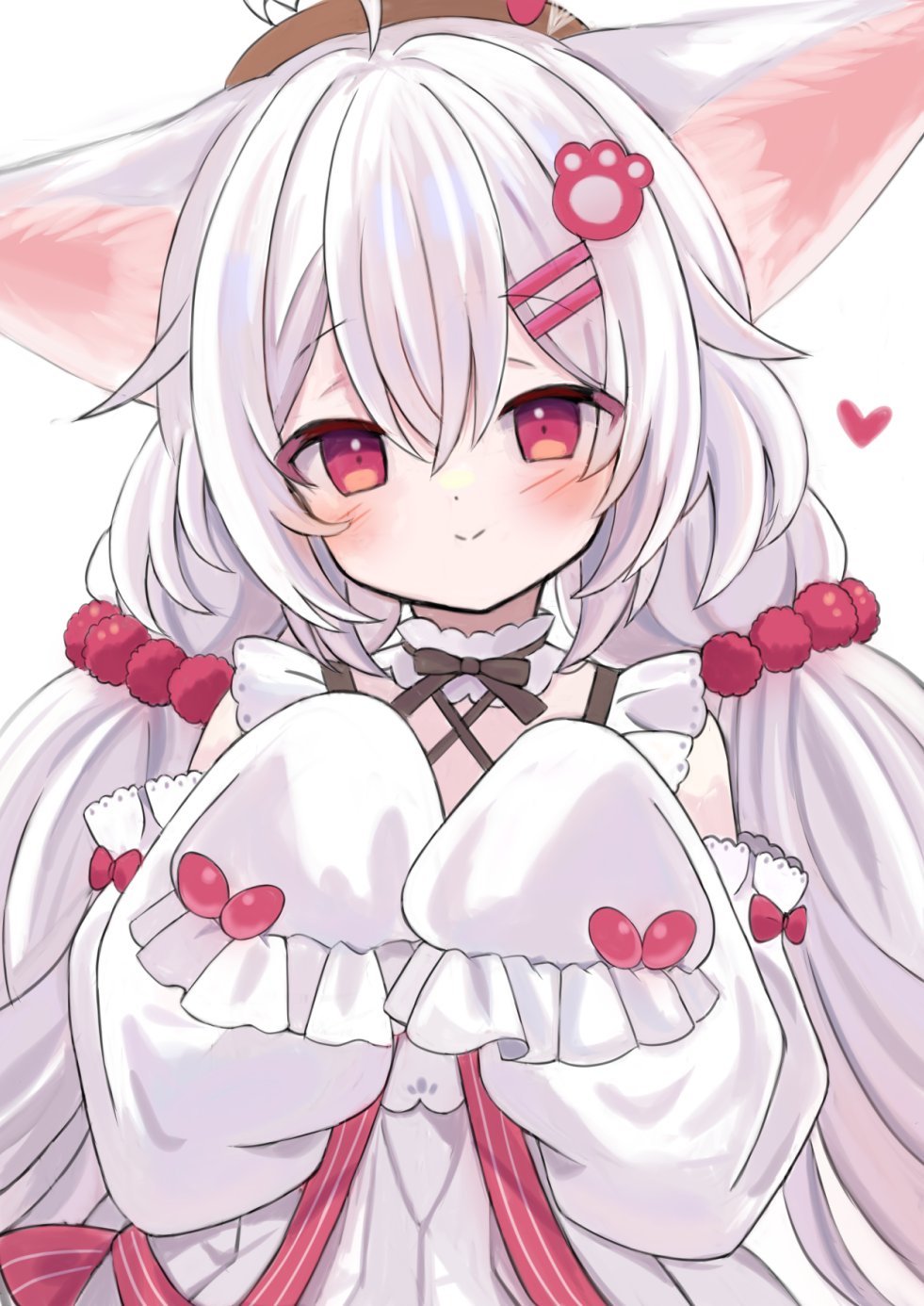 1girl, animal_ears, blush, dress, flower_knight_girl, hair_ornament, hane., highres