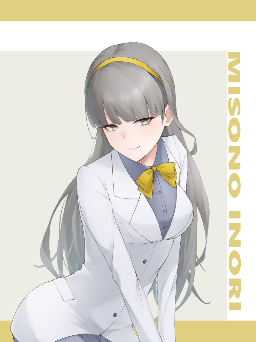1girl, breasts, cowboy_shot, digimon, digimon_story:_time_stranger, grey_background, grey_eyes, grey_hair
