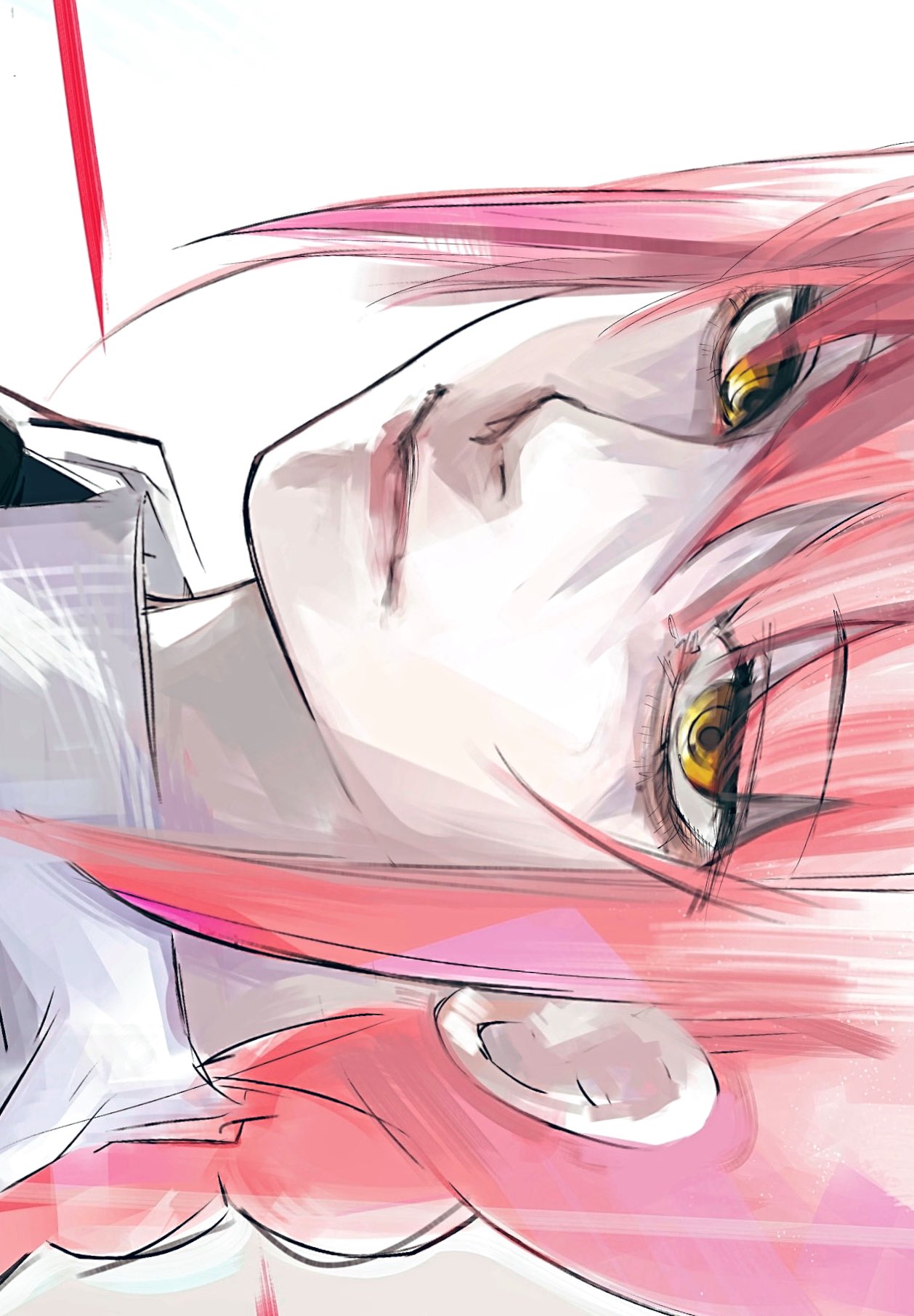 1girl, braid, braided_ponytail, chainsaw_man, closed_mouth, hashtag-only_commentary, highres, jobjobpooh131