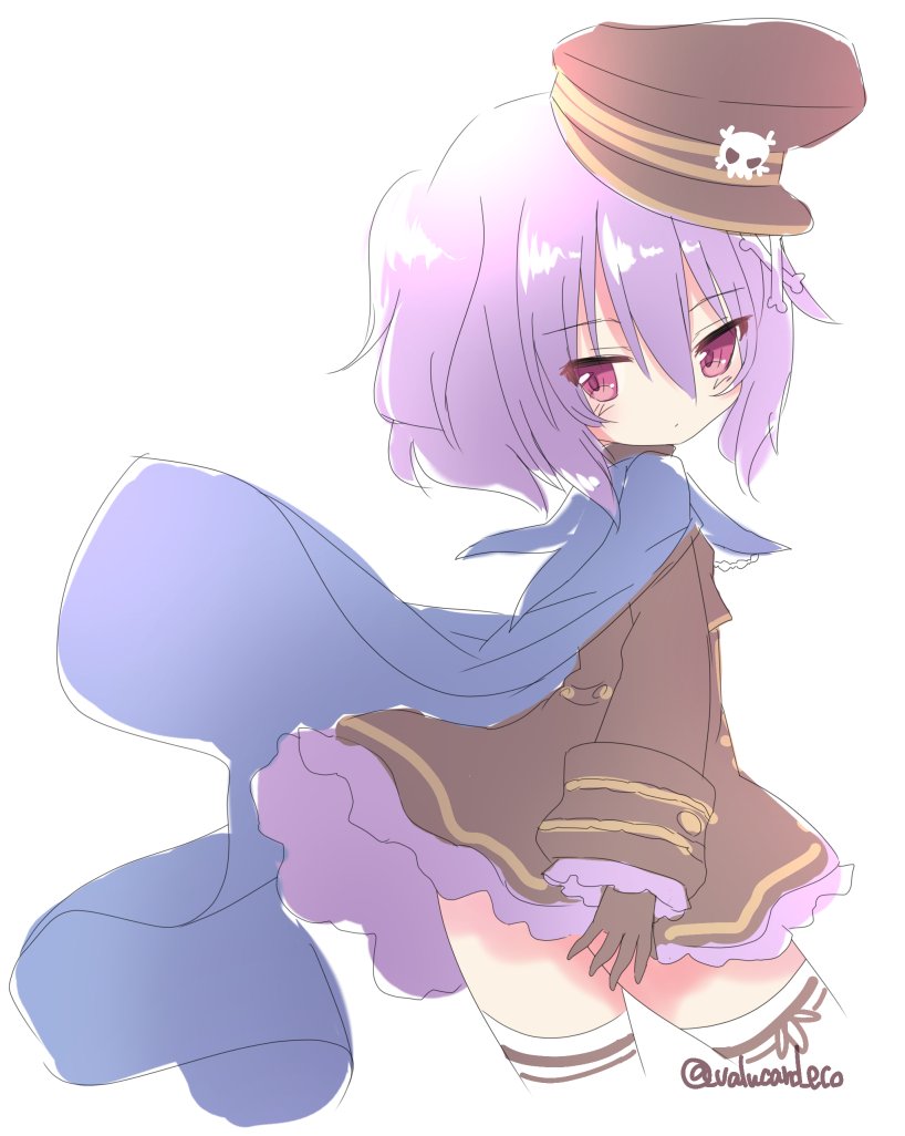 1girl, black_dress, black_hat, blue_cloak, cloak, dress, emil_chronicle_online, from_behind