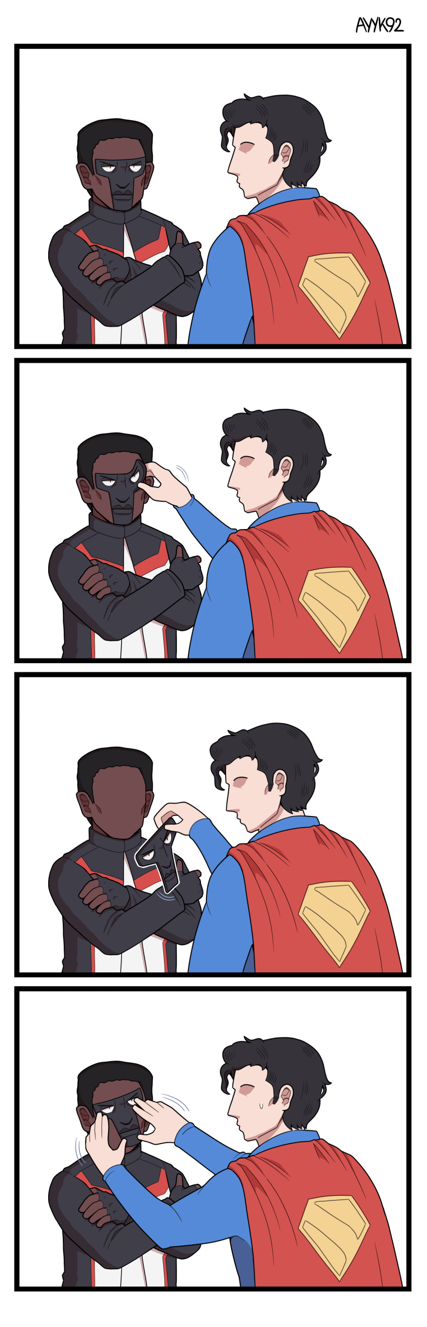 2boys, absurdres, artist_name, ayyk92, black_gloves, black_hair, black_jacket, blue_bodysuit