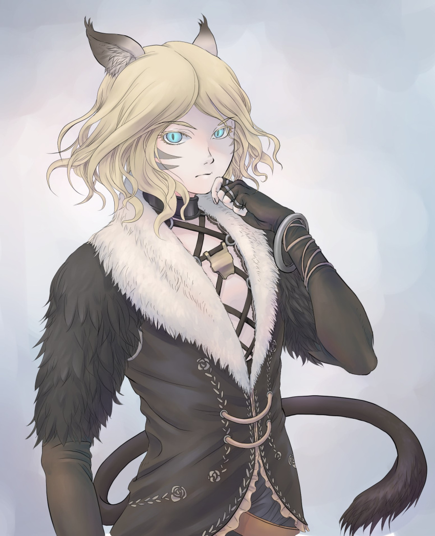 1boy, animal_ears, black_gloves, blue_eyes, cactus41747280, cat_boy, cat_ears, cat_tail