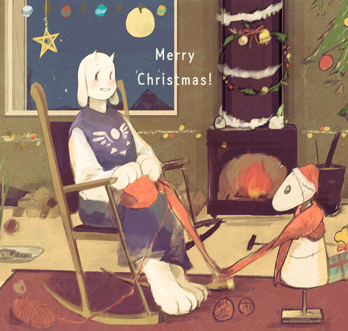 1girl, 2016, 2d, animal_ears, anthro, barefoot, christmas, christmas_tree