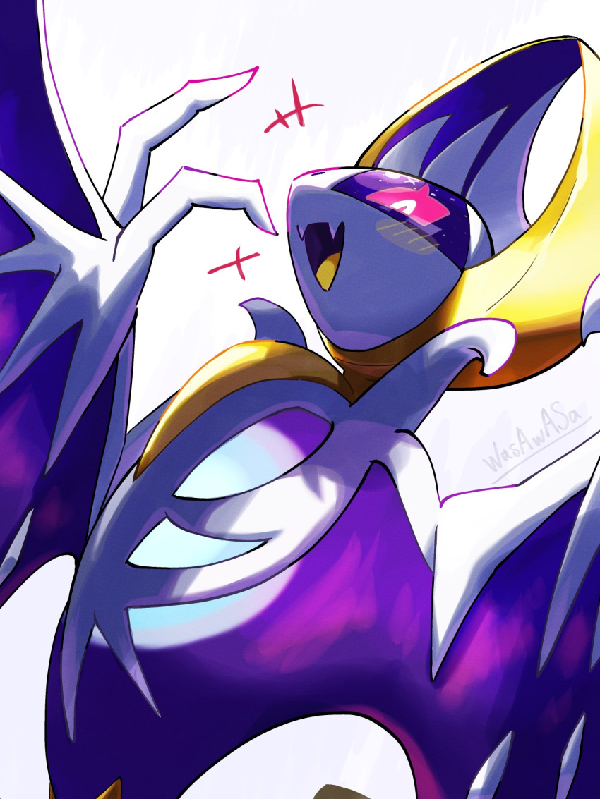blush, bright_pupils, highres, lunala, open_mouth, pink_eyes, pokemon, pokemon_(creature)
