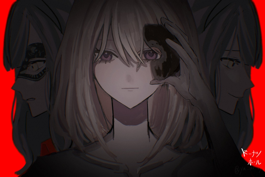 2girls, bang_dream!, bang_dream!_it's_mygo!!!!!, black_mask, blonde_hair, blue_hair, clenched_teeth, closed_mouth