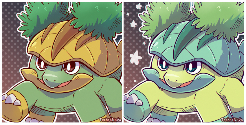 absurdres, alternate_color, artist_name, grotle, highres, no_humans, pokemon, pokemon_(creature)