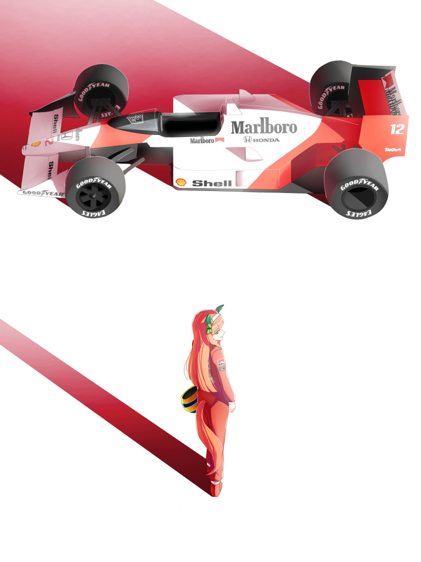 1girl, akira_movie_poster, animal_ears, blue_eyes, blunt_bangs, bodysuit, car, ear_covers