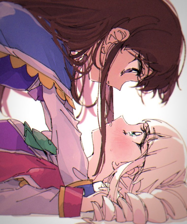 2girls, aikatsu!, aikatsu!_(series), blue_eyes, blush, brown_hair, commentary_request, dangan_(g7mogmog)