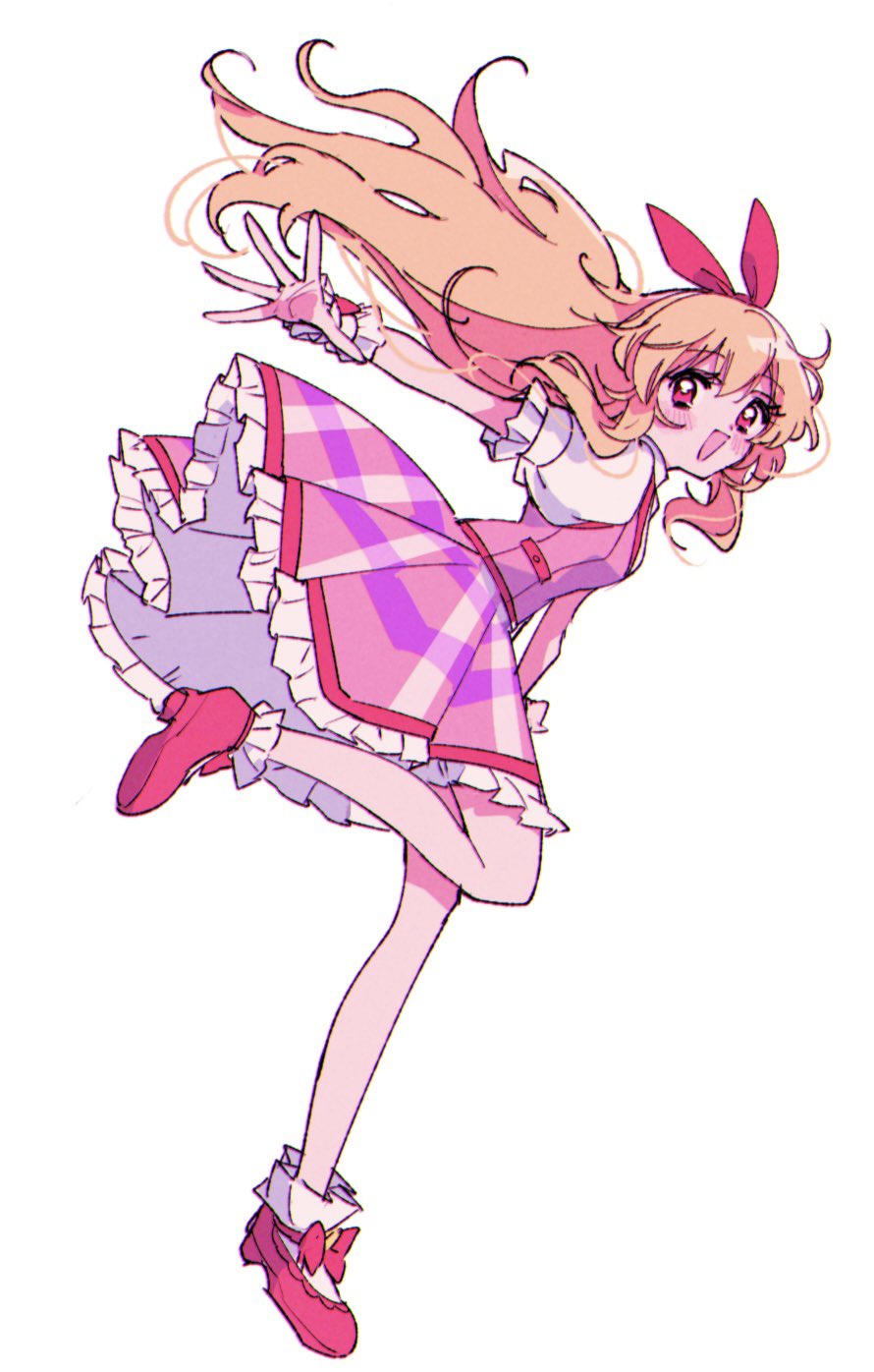 1girl, :d, aikatsu!, aikatsu!_(series), bare_legs, blonde_hair, bow, bow_hairband