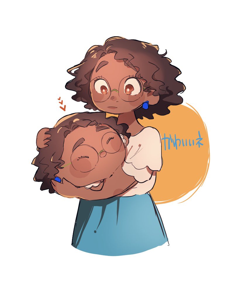 1girl, arepa, brown_eyes, brown_hair, colombian_clothes, commentary_request, curly_hair, dark-skinned_female
