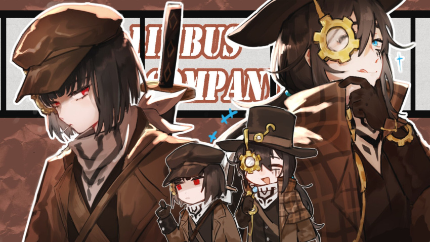 1boy, 1girl, :p, bandana, black_eyes, black_gloves, black_hair, black_vest