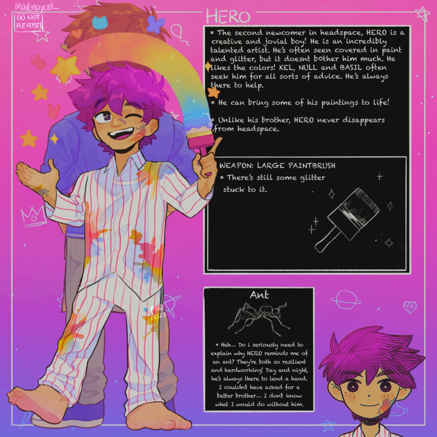 2023, 2boys, alternate_costume, alternate_eye_color, alternate_hair_color, alternate_universe, antenna_hair, artist_name