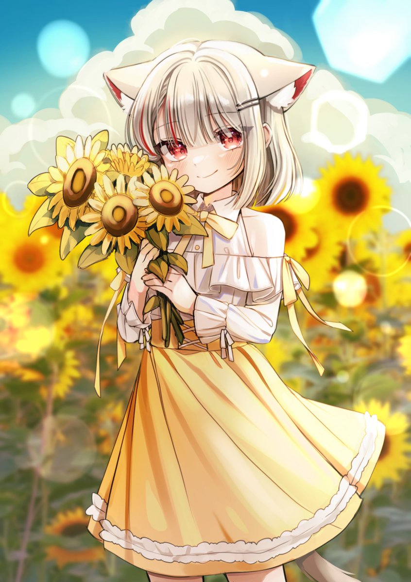 1girl, animal_ear_fluff, animal_ears, blurry, blurry_background, blush, cat_ears, cat_girl