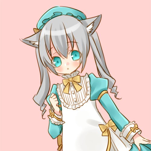 1girl, cat_girl, dress, emil_chronicle_online, eto_ichika, frilled_hat, frilled_sleeves, frills