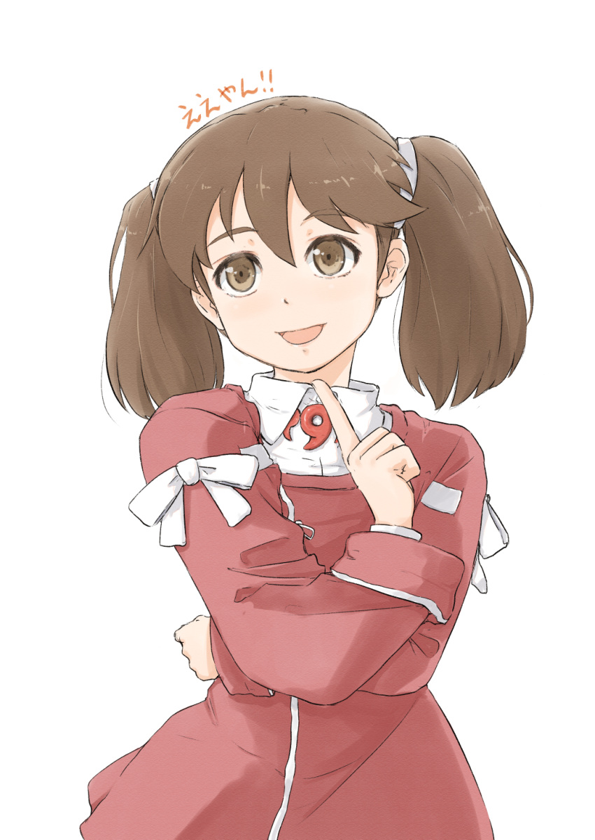 1girl, brown_eyes, brown_hair, highres, jewelry, kantai_collection, magatama, magatama_necklace