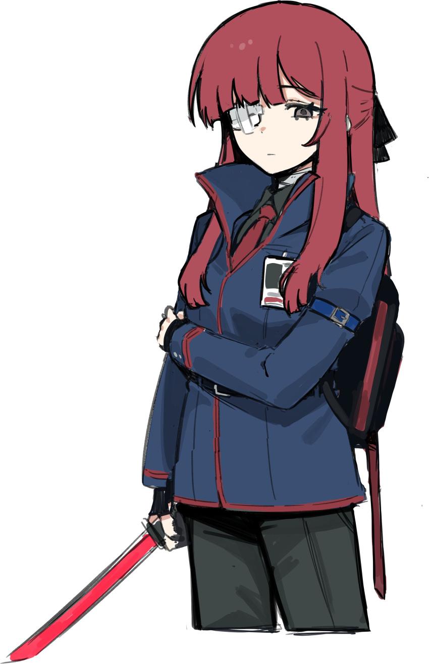 1girl, absurdres, alternate_costume, black_bag, black_bow, black_shirt, blue_jacket, bow