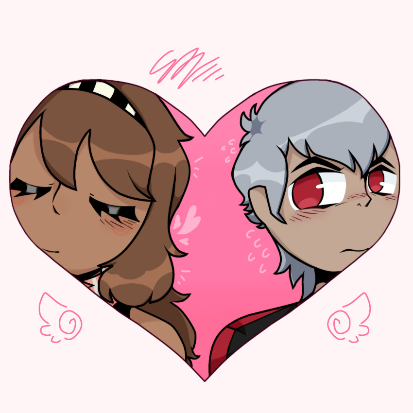 1boy, 1girl, albedo_(ben_10), ben_10, ben_10:_omniverse, blush, brown_hair, charlene_bojarski_foxwell
