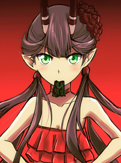 brown_hair, c_(control), c_the_money_of_soul_and_possibility_control, choker, drpow, flower, frills, green_eyes