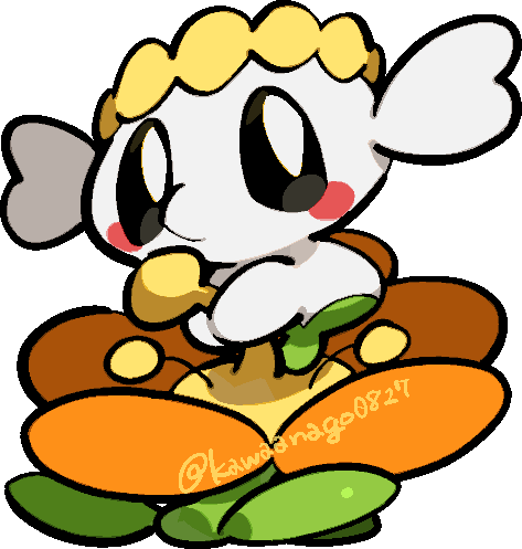 blush, blush_stickers, chibi, chibi_only, commentary_request, flabebe, flabebe_(orange_flower), flower