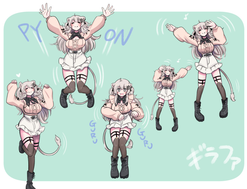 1girl, ahoge, animal_ear_piercing, animal_ears, ayu_minori, center_frills, frills, grey_eyes